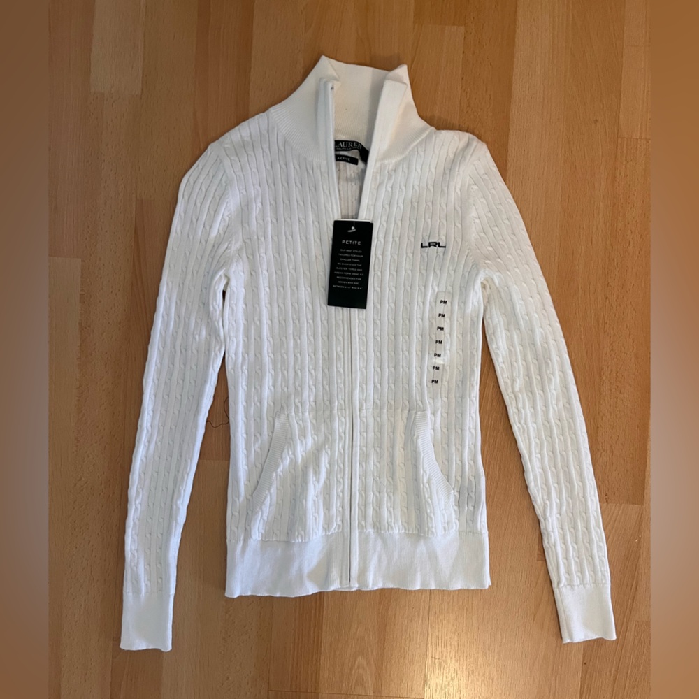 Ralph Lauren White Cable Knit Sweater